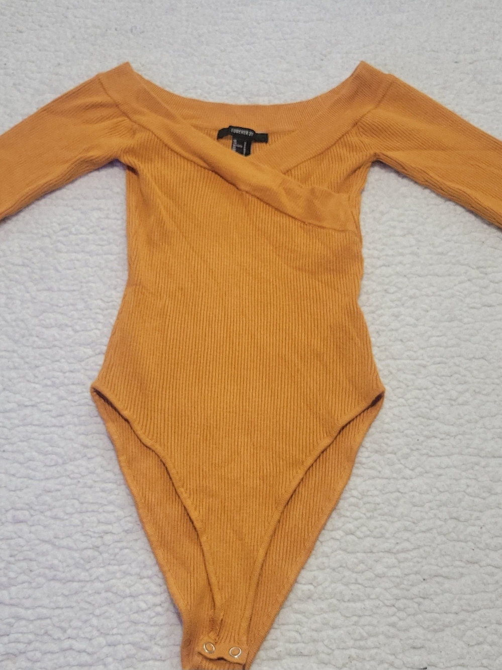 Forever 21 Mustard Off-Shoulder Ribbed Kids One-Piece